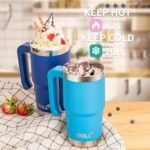 Mollcity 16 oz Tumbler with Straw Stainless Steel Double Wall Vacuum Insulated Coffee Cup with Lid and Handle-Reusable Travel Mug for Women, Girls(Sky Blue) - Image 3