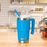 Mollcity 16 oz Tumbler with Straw Stainless Steel Double Wall Vacuum Insulated Coffee Cup with Lid and Handle-Reusable Travel Mug for Women, Girls(Sky Blue) - Image 4