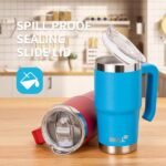 Mollcity 16 oz Tumbler with Straw Stainless Steel Double Wall Vacuum Insulated Coffee Cup with Lid and Handle-Reusable Travel Mug for Women, Girls(Sky Blue) - Image 5