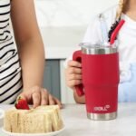 Mollcity 16 oz Tumbler with Straw Stainless Steel Double Wall Vacuum Insulated Coffee Cup with Lid and Handle-Reusable Travel Mug for Women, Girls(Sky Blue) - Image 7