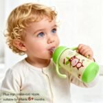 PHEENOWL Stainless Steel Insulated Baby Bottle 10oz – Medium-Flow Nipple & Straw Lid with Removable Handles, Thermal Water Bottle for Toddler BPA and Phthalates-Free (Monkey) - Image 3