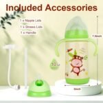 PHEENOWL Stainless Steel Insulated Baby Bottle 10oz – Medium-Flow Nipple & Straw Lid with Removable Handles, Thermal Water Bottle for Toddler BPA and Phthalates-Free (Monkey) - Image 5