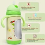 PHEENOWL Stainless Steel Insulated Baby Bottle 10oz – Medium-Flow Nipple & Straw Lid with Removable Handles, Thermal Water Bottle for Toddler BPA and Phthalates-Free (Monkey) - Image 7