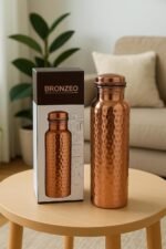BRONZEO 100% Pure Copper Water Bottle – Hammered Design, 954ml | Ayurvedic Copper Bottle for Health & Detox | Leak-Proof Screw Cap | BPA-Free, Durable, Eco-Friendly, Yoga & Office Use - Image 3