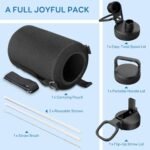 Coolflask Gallon Water Bottle Insulated with Straw&3 Lids, 128 oz Water Jug Large Stainless Steel Metal Vacuum Wide Mouth for Sports, Gym or Office, Non-BPA Keep Cold 48H Hot 24H, Magic Black - Image 6