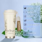 EPOSOU Travel Coffee Mug,leak proof travel mug tumbler with Flip Lid,Reusable Insulated Stainless Steel Cold&hot Brew,16oz,Gifts for Women Men Him Her,for Travel, Hydration, Sports(Creamy Lily) - Image 5