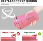 YINBAOGE Insulated Travel Coffee Mug, Spill & Leak Proof, Portable To Go Camping Stainless Steel Coffee Tumbler, Reusable Thermal Coffee Cup with Lid for Hot & Cold Drinks (2nd-Pink, 12 OZ) - Image 5
