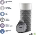 Ello Ogden Ceramic Travel Mug with Splash-Resistant Slider Lid and Protective Silicone Boot, Perfect for Coffee or Tea, BPA Free, Dishwasher Safe, Gray, 16 oz, 758-0438-040 - Image 4