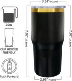 Metalya 20 oz Tumbler Stainless Steel Tumbler with Lid and Straw, Double Wall Vacuum Insulated Travel Coffee Mug for Laser Engrave, Powder Coated Cups for Hot and Cold Drinks (Black,1 pack) - Image 3