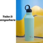 Insulated Water Bottle with Straw,17 OZ Double Wall Vacuum Stainless Steel Water Flask with 2 Lids,Purple - Image 6