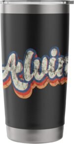 Alvin Personalized Name Shirt Custom Lettering 70's Stainless Steel Insulated Tumbler - Image 4