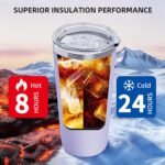 GGQ 20oz Travel Coffee Tumbler Food-Grade 304 Stainless Steel Vacuum Insulated Double Wall Leak-Proof Lid Reusable Straw Hot and Cold Drinks Cup Holder Friendly (Black) - Image 4