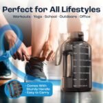 AQUAFIT Half Gallon Water Bottle with Time Marker - Straw & Chug Lid - BPA Free Gym Water Bottle with Straw - Big Gallon Jug (Gray, 64 oz - 2 Lids) - Image 6