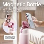 Magcheer Insulated Magnetic Water Bottle - Reusable Stainless Steel Bottle with MagSafe Compatible Phone Holder - Perfect for Gym, Sports, and Travel - Blush Pink 32oz - Image 3