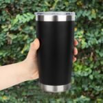 Zynkify 20oz Stainless Steel Tumbler Bulk with Lid, Travel Mug - Double Wall Vacuum Powder Coated Cup - Black, 6 Pack - Image 4