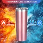 FristChoice 20 oz Skinny Tumblers with Lid and Straw,Stainless Steel Vacuum Insulated Tumbler Cup Double Wall Travel Coffee Mug, Thermal Water Tumbler for Hot and Cold Drinks(Rose Gold,1) - Image 3