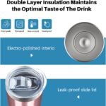 FristChoice 20 oz Skinny Tumblers with Lid and Straw,Stainless Steel Vacuum Insulated Tumbler Cup Double Wall Travel Coffee Mug, Thermal Water Tumbler for Hot and Cold Drinks(Rose Gold,1) - Image 4