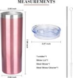 FristChoice 20 oz Skinny Tumblers with Lid and Straw,Stainless Steel Vacuum Insulated Tumbler Cup Double Wall Travel Coffee Mug, Thermal Water Tumbler for Hot and Cold Drinks(Rose Gold,1) - Image 5