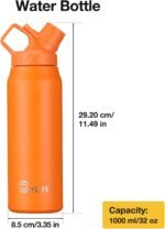CVLIFE Fast Flow Water Bottle 32 oz Vacuum 24 Hour Cold / 12 Hour Hot Insulated Stainless Steel Slant Spout Cap, Lightweight and Leak Proof for Travel, Sports, Hiking (Orange) - Image 3