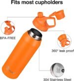 CVLIFE Fast Flow Water Bottle 32 oz Vacuum 24 Hour Cold / 12 Hour Hot Insulated Stainless Steel Slant Spout Cap, Lightweight and Leak Proof for Travel, Sports, Hiking (Orange) - Image 4