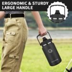 1 Gallon Insulated Water Bottle with Handle, 135 oz Double Vacuum Stainless Steel Water Jug for Hot & Cold Drinks, Leak-Proof Large Wide Mouth Water Flask for Travel, Gym, Biking (Black) - Image 5