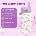 XccMe 14 oz Rainbow Kids Water Bottle With Straw Lid,Stainless Steel Travel Bottle,Double Wall Leak Proof Kids Cup,Insulated Tumbler for Toddlers,Metal Bottle for School Boys Girls - Image 4