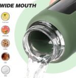 NOLOGLAZIC 24oz Glass Water Bottle with Straw and 2 Lids-Bamboo and Spout Lid, Borosilicate Glass Water Bottle with Silicone Sleeve and Time Marker,BPA Free & Cupholder Friendly,Olive - Image 6