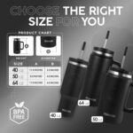 FAHRMOSIS 64 Oz Tumbler with Handle and Straw Half Gallon Water Bottle Stainless Steel Travel Mug for Hot & Cold Drinks, Reusable Water Bottle with Lids and Straw - Black - Image 4