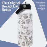 Wondery Official Fifty States Bucket List Travel Water Bottle with Waterproof Stickers and Straw | Cream 32 oz Engraved | Insulated Stainless Steel Vacuum Sealed | Leak Proof - Image 3