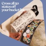 Wondery Official Fifty States Bucket List Travel Water Bottle with Waterproof Stickers and Straw | Cream 32 oz Engraved | Insulated Stainless Steel Vacuum Sealed | Leak Proof - Image 5