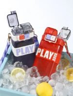 AZSPS 18oz Leak-proof Square Water Bottle with Separate Button and Flip Cap Design, Spout and Straw, BPA-Free Sports Bottle for School and Outdoor Use (Gray) - Image 3