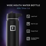 IRON °FLASK Camping & Hiking Hydration Flask with Straw, Wide Mouth Insulated Stainless Steel Sports Water Bottle - 18 oz Lavender - Image 3