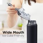 ThermoProof Double-Walled Vacuum Insulated Stainless Steel Water Bottle - Wide Mouth with Chug & Spout Lids, Dishwasher Safe, Reusable, Leakproof, Hot & Cold for Men, Women & Kids - 22oz, Black - Image 7