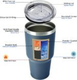 BJPKPK 30 oz Tumbler with Lid and Straw Stainless Steel Double Wall Vacuum Insulated Tumblers,Navy Blue - Image 3