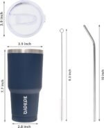 BJPKPK 30 oz Tumbler with Lid and Straw Stainless Steel Double Wall Vacuum Insulated Tumblers,Navy Blue - Image 4