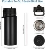 Volhoply 16 OZ Kids Water Bottle Bulk 4 Pack,Insulated Sports Bottles with Straw Lid,Stainless Steel Bottle with Handle Keep Cold & Hot,Double Wall Vacuum Tumbler Cups for School,Girls(Mix, 4) - Image 3