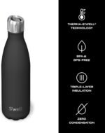 S'well Stainless Steel Water Bottle with Sports Cap, 17oz, Onyx, Triple Layered Vacuum Insulated Containers Keeps Drinks Cold for 36 Hours and Hot for 10, BPA Free, Perfect for On the Go - Image 4
