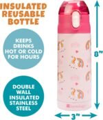 Bentology Stainless Steel 13 oz Unicorn Insulated Water Bottle for Girls – Easy to Use for Kids - Reusable Spill Proof BPA-Free Water Bottle - Image 4