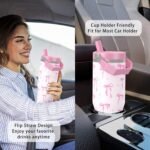 cahduenx 30 oz Bow Tumbler with Straw Handle, Gifts for Women Who Loves Bow, Stainless Steel Insulated Water Bottle Coffee Cups for Home Office Travel - Image 6