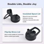 mininoo 24 oz Insulated Water Bottle with Straw Lid, Stainless Steel Double Wall Vacuum, Leak Proof, BPA Free, Keep Cold for 24H & Hot for 12H-2 pack(Purple) - Image 3