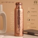Ignisia Copper Water Bottle 34oz - 100% pure copper water bottle for drinking | eco-friendly | lab tested | Leak-Proof | Handcrafted Ayurvedic for Health & Wellness (Hammered) - Image 3