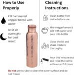 Ignisia Copper Water Bottle 34oz - 100% pure copper water bottle for drinking | eco-friendly | lab tested | Leak-Proof | Handcrafted Ayurvedic for Health & Wellness (Hammered) - Image 4