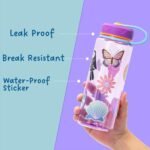 bzyoo HydroPop 36oz Water Bottle w/Personalized Stickers - Leak-Proof, Water Tracking Measurement, Wide Mouth for Ice. Personalized for Gym, School, Work BPA Free - Color Purple - Image 5