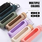 Olivego 32 oz glass water bottle - 1 Litter Motivational Tumbler With Time Marker - Borosilicate Glass Water Bottles With Silicone Sleeve and 2 Lids - Handle Spout Lid & Bamboo Straw Lid - Image 6