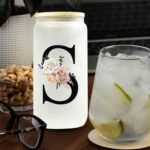 Personalized Gifts for Women,16 oz Custom Mug, Monogrammed Initial Glass Cups with Lids and Straws, Cute Glass Coffee Tumbler, Personalized Gifts for Christmas, Birthday (C) - Image 4