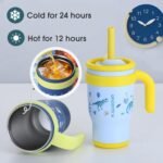 KXIAOCHEN 14 oz Kids Tumbler with Handle for Spill Proof Insulated Stainless Steel Reusable Tumbler for Toddlers, Keeps Drinks Cold up to 24 Hrs,Dinosaur+Spaceman2P - Image 3