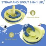 KXIAOCHEN 14 oz Kids Tumbler with Handle for Spill Proof Insulated Stainless Steel Reusable Tumbler for Toddlers, Keeps Drinks Cold up to 24 Hrs,Dinosaur+Spaceman2P - Image 5