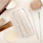 Heart 16oz Can Glass Tumbler with Acrylic Lid & Straw, Iced Coffee Cup for Women, Aesthetic Cups Gifts for Birthday Christmas Valentine - Image 4