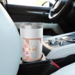 Letter E Initial Floral monogram Travel Coffee Cup Mug Stainless Steel Insulated Tumbler - Image 4