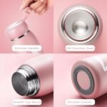 Mini Water Bottle 10.8oz/320ml Travel Coffee Mug with Handle Thermal Cups for Hot and Cold Drinks Insulated Tumblers for Women Vacuum Sealed Flask Pink - Image 5